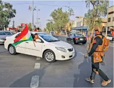  ??  ?? Security forces affiliated with the Iraqi interior ministry in Kirkuk during the Kurdish referendum last week