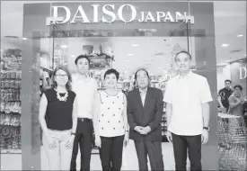  ??  ?? Photo shows (from left) Daiso Japan general manager Katherine Michelle Yu; Daiso Industries Ltd. Japan general manager for East Asia District Koji Nishigaya; Robinsons Retail Holdings, Inc. COO Robina Gokongwei-Pe; Daiso Industries Ltd. Japan founder...