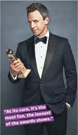  ??  ?? The 75th Golden Globes will air live on NBC Sunday starting at 8 ET, with Seth Meyers as the host. LLOYD BISHOP/NBC