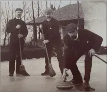  ??  ?? Sweepers look on as a player takes aim in the early 20th century