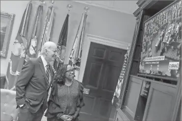  ?? Mandel Ngan/AFP via Getty Images/TNS ?? U.S. President Joe Biden and Judge Ketanji Brown Jackson watch the Senate vote on her nomination to be an associate justice on the U.S. Supreme Court, from the Roosevelt Room of the White House in Washington, D.C., on Thursday.