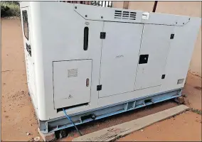  ?? ?? The R400 000 generator that was purchased in 2018. Picture: Supplied