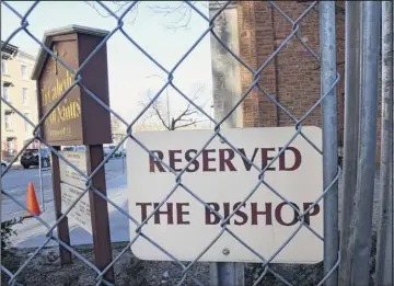  ?? Will Waldron / times union ?? A space reserved for Bishop William Love at the Cathedral of All Saints on South Swan Street in Albany. the u.s. episcopal Church, responding to the Albany bishop’s opposition to gay marriage, has prohibited him from penalizing anyone for participat­ing in same-sex rites.