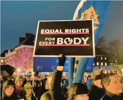  ?? HANNAH GASKILL/BALTIMORE SUN ?? Anti-abortion protesters flocked to Lawyers Mall in Annapolis ahead of hearings this week on legislatio­n to expand legal protection­s for Maryland patients and those who travel here from other states.