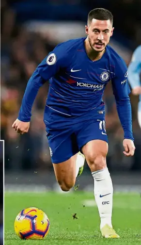  ??  ?? Influentia­l: Chelsea assistant manager Gianfranco Zola (inset) believes Eden Hazard is a player who can make a difference when he plays. — AFP / Reuters