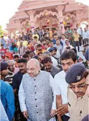  ?? PTI ?? A file picture shows BJP president Amit Shah visits the Mahakali temple at Sola village, in Ahmedabad on Monday last week