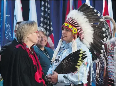  ?? — THE CANADIAN PRESS/FILES ?? Indigenous and Northern Affairs Minister Carolyn Bennett, left, and Assembly of First Nations Chief Perry Bellegarde are two of the members of a small committee that could revolution­ize the relationsh­ip between Ottawa and First Nations.