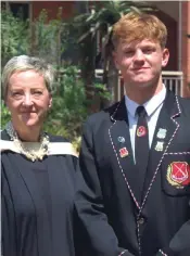  ?? ?? Maritzburg College’s deputy headmaster, Jeanette Finnie, with top prize recipient and senior deputy head prefect, Luc du Toit, who received the Maritzburg College Old Boys’ Associatio­n prize for service to the school.