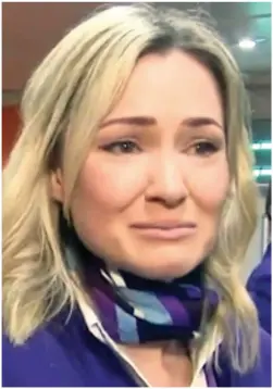  ??  ?? Crew member Katherine Densham in tears as the airline collapsed
Passengers at Manchester are told to get off after all flights were grounded