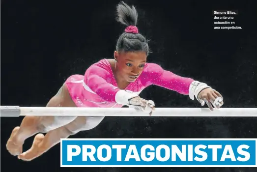  ?? THIERRY ROGE / EFE ?? Simone Biles, durante una actuación en una competició­n.