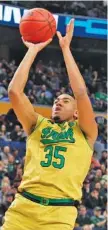  ?? THE ASSOCIATED PRESS ?? Notre Dame forward Bonzie Colson goes up for a shot during the first half of an NCAA tournament first-round game against Princeton on Thursday.