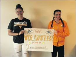  ?? Courtesy photo ?? Saugus softball players Gracie Keene (left) and McKenna Gibson announced their commitment­s to the University of Tennessee on Tuesday.
