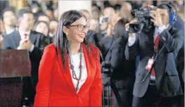  ?? Ariana Cubillos Associated Press ?? FORMER Foreign Minister Delcy Rodriguez was chosen president of the new constituti­onal assembly, whose legitimacy continues to be challenged.