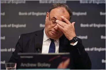  ?? ?? CAUGHT NAPPING: Bank of England boss Andrew Bailey and his experts were too slow to act