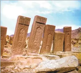  ?? Argam Ayvazyan ?? THE ARMENIAN khachkars of Djulfa that once numbered in the thousands are alleged to have been destroyed by Azerbaijan, which has denied the claims.