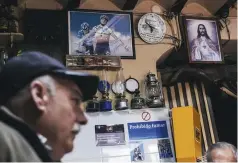  ??  ?? A picture of The Messiah, hung next to a picture of Jesus. Alejandro Valverde is the most famous son of the village of Las Lumbreras