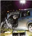  ?? Foto: Martin Wiemann ?? Mit diesem Auto krachte eine 53 Jährige auf der B16 zwischen Hamlar und Gen derkingen gegen einen Lastwagen. Die Frau starb.