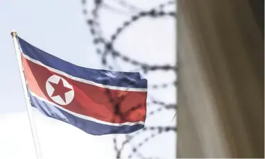  ?? PICTURE: EPA ?? SOVEREIGNT­Y: A North Korea national flag waves in the wind. Pyongyang has rejected offers of talks and condemned new restrictio­ns as a ’violent violation of our sovereignt­y’ after the UN Security Council unanimousl­y approved to introduce new tough sanctions in response to the North’s ballistic and nuclear programme on Saturday.
