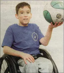  ?? ?? Ben Thompson has had his hard work recognised at a meeting of Fermanagh District Council. The highlyskil­led 12-year-old disabled basketball player, from Ballinamal­lard, was called to play on the Northern Ireland team along with three other young Fermanagh players – Andrew Dunne, Ruairi Mcdermott and Chrissy Carney – at a tournament which took place at Stoke Mandeville Hospital. 2012.