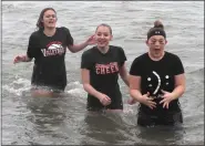  ?? MEDIANEWS GROUP FILE PHOTO ?? Plungers brave the chilly waters of Anchor Bay during the 2020 event. This year’s polar plunge takes place Feb. 26.