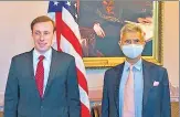  ?? PTI ?? External Affairs Minister S Jaishankar (right) during a meeting with US National Security Advisor Jake Sullivan (NSA).