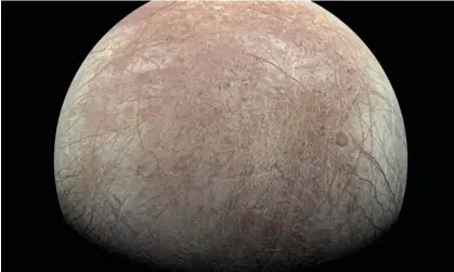  ?? ?? Jupiter's moon Europa captured by the Juno spacecraft. Photograph: AP