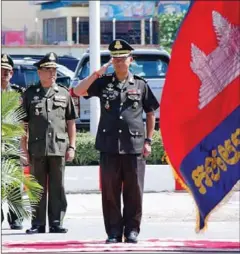  ?? SUPPLIED ?? Hun Manet salutes the Cambodian flag in Phnom Penh last year.