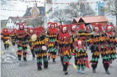  ?? FOTO: KLAUS WEISS ?? Die Ditzelede der Mengener Narrenzunf­t in voller Pracht.