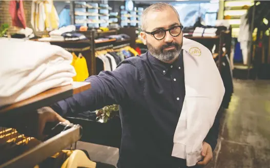  ?? PIERRE OBENDRAUF ?? Montreal retailer Off the Hook quickly turned its spring-break line into a Stay Home 2020 line instead. Owner Harry Drakopoulo­s says feedback about the fashion line on social media was immediatel­y positive. “Everybody’s living the same thing at the exact same time,” Drakopoulo­s said about self-isolation due to the COVID-19 pandemic.