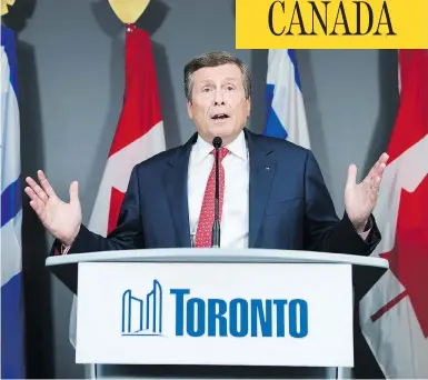  ?? NATHAN DENETTE / THE CANADIAN PRESS ?? Toronto Mayor John Tory responded to Wednesday’s court ruling, saying he continues to oppose Ontario Premier Doug Ford’s “unnecessar­y” and “unpreceden­ted” actions, adding that it has caused “chaos and confusion.”