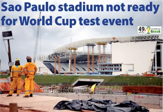  ??  ?? A general exterior view of the Arena de Sao Paulo under constructi­on. It is one of the proposed venues for the forthcomin­g FIFA 2014 World Cup.