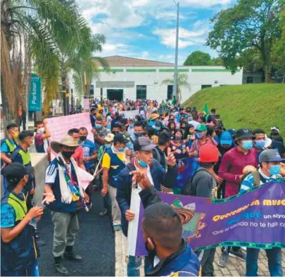  ?? / Cortesía OIA ?? La minga de la OIA se movilizó este miércoles en la nueva jornada de marchas del paro nacional.