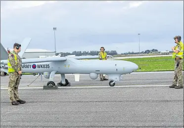  ?? Picture: Ministry of Defence ?? The military began using Watchkeepe­r drones to patrol the Channel in September