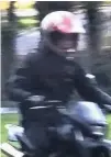  ??  ?? ■ The rider wore a distinctiv­e red-and-white helmet