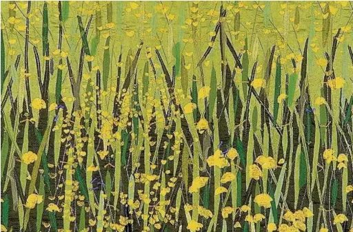  ??  ?? ●● ‘Low Meadow’, a detail of a textile artwork by Elizabeth Brimelow