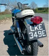  ??  ?? Don’t get too close to this bike in a 30mph zone. Andrew might drop it down a gear and crack the throttle wide open – producing a blue fog of exhaust gas and oil entirely fitting for a demon motorcycle!