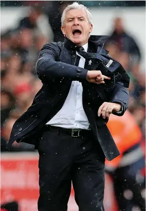  ?? ?? HITTING THE HEIGHTS: Mark Hughes led Stoke City to three ninthplace­d finishes in the Premier League.