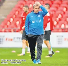  ??  ?? Slovakia coach Jan Kozak during training. — Reuters photo