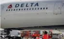  ?? Caroline Brehman/EPA ?? ‘They came on the loudspeake­r saying that the windshield had shattered, and we were diverting to Denver in about 10 minutes,’ one passenger said. Photograph: