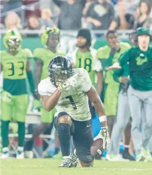  ?? WILLIE J. ALLEN JR./ORLANDO SENTINEL ?? UCF and receiver Javon Baker are no longer on USF’s schedule, but the Bulls are set to face a number of prominent Power Five programs in non-conference play during upcoming seasons.