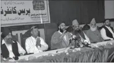  ??  ?? LAHORE
SAPM on Religious Affair Maulana Tahir Ashrafi talking to media at St. Anthony's School Cathedral Church. -APP