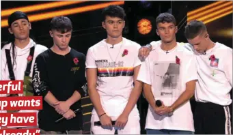  ??  ?? Manor Kilbride’s Jack Tisdall and his group United Vibe were eliminated from the X Factor on Sunday night.