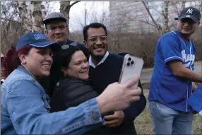  ?? (AP/Jose Luis Magana) ?? Nicaraguan opposition leader Felix Maradiaga poses for a selfie with supporters Thursday in Chantilly, Va. Maradiaga was among some 222 prisoners of the government of Nicaraguan President Daniel Ortega who arrived from Nicaragua to the Washington Dulles Internatio­nal Airport on Thursday, after an apparently negotiated release. Video at arkansason­line.com/210rothsch­uh/.