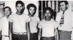  ?? GARY CORSAIR ?? From left to right: Jailer Reuben Hatcher, Walter Irvin, Charles Greenlee, Samuel Shepherd and Lake County Sheriff Willis McCall.