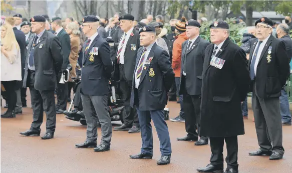  ??  ?? Veterans proudly displayed their medals as they paid tribute to the fallen.