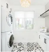  ??  ?? The Dream Home’s over-sized laundry room has a stacked front-load washer and dryer.