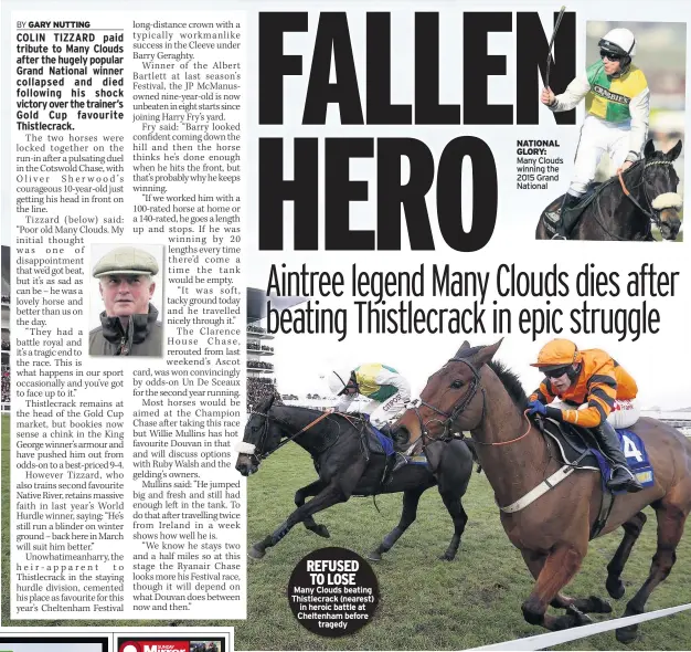  ??  ?? REFUSED TO LOSE natiOnal GlOry: Many Clouds winning the 2015 Grand National