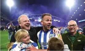  ?? Photograph: Gareth Copley/Getty Images ?? Jordan Rhodes’s late winner means Huddersfie­ld will face Nottingham Forest or Sheffield United at Wembley.