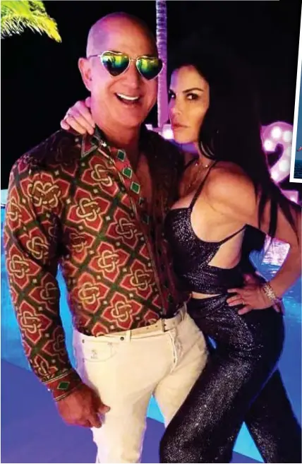  ?? ?? Wild times: Jeff Bezos and new fiancee Lauren Sanchez at a New Year disco