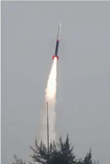  ?? — AFP photo ?? Photo shows the Vikram-S being launched from the Satish Dhawan Space Centre in Sriharikot­a, an island off the coast of southern Andhra Pradesh state.